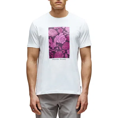 Psycho Bunny Rowen Floral Bunny Pima Cotton Graphic T-shirt In White