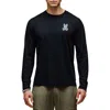 Psycho Bunny Rowen Long Sleeve Floral Bunny Embroidered Pima Cotton T-shirt In Black