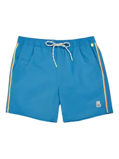 Psycho Bunny Rushup Side-stripe Swim Shorts In Blue