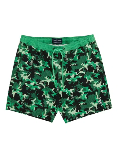 Psycho Bunny Rye-print Swim Shorts In Green