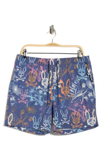 Psycho Bunny Santino Print Swim Shorts In Blue