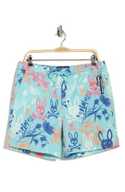 Psycho Bunny Santino Print Swim Shorts In Blue