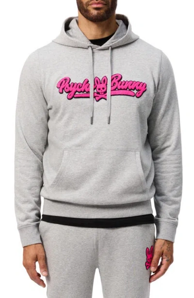 Psycho Bunny Scott Chenille Patch Hoodie In Heather Stone