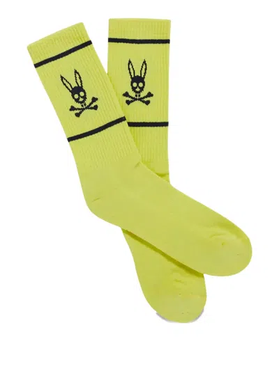 Psycho Bunny Skull-print Crew Socks In Green