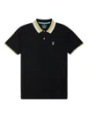 Psycho Bunny Oliver Neon Tipped Polo Black Big And Tall Shirt B9k102s1pc-blk In Black