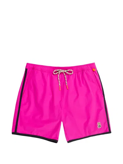 Psycho Bunny Striped Drawstring Shorts In Pink