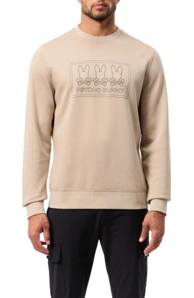 Psycho Bunny Tacoma Embroidered Graphic Sweatshirt In Stone
