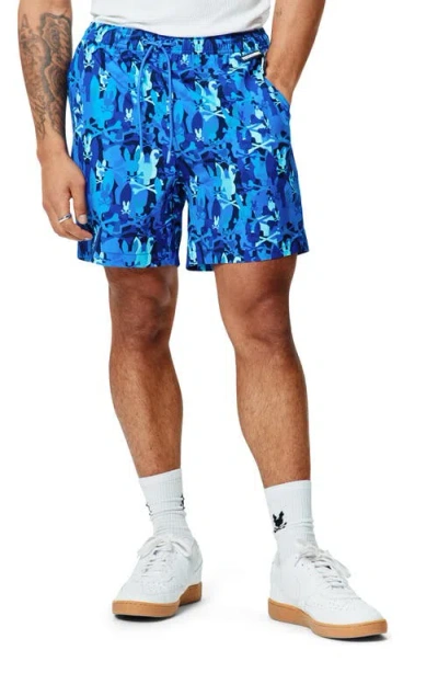 Psycho Bunny Tanner Camo Bunny Print 6-inch Swim Trunks In Blue