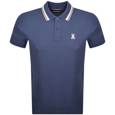 Psycho Bunny Textured Collar Polo T Shirt Blue