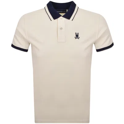 Psycho Bunny Textured Collar Polo T Shirt Cream In Neutral