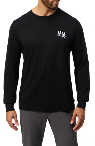 Psycho Bunny Tilden Embroidered Bunny Logo Long Sleeve T-shirt In Black