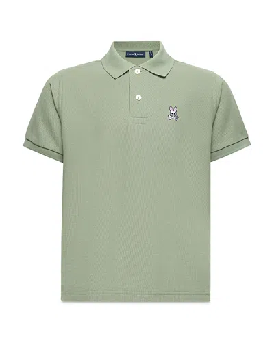 Psycho Bunny Unisex Classic Pique Polo - Little Kid, Big Kid In Green