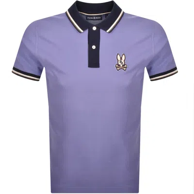 Psycho Bunny Wade Pique Polo T Shirt Blue In Purple