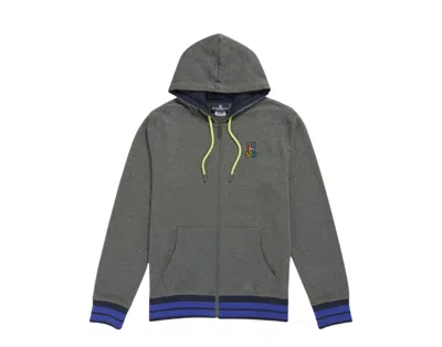 Psycho Bunny Warwick Color-block Logo Heather Storm Hoodie B6h111q1ft-hst In Grey