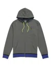 Psycho Bunny Warwick Color-block Logo Heather Storm Hoodie B6h111q1ft-hst In Gray