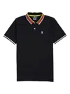 Psycho Bunny York Stripe Collar Polo Black Men's Shirt B6k844u1pc-pcr In Black