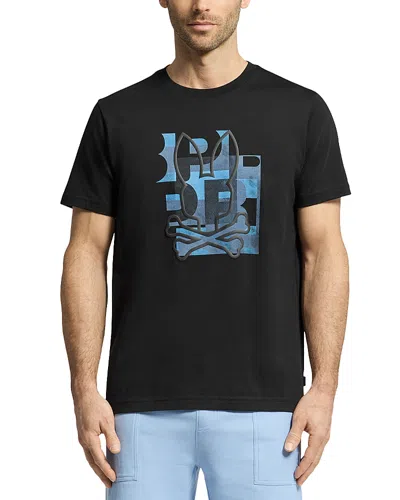 Psycho Bunny Zealand Graphic Applique Logo Tee In Black