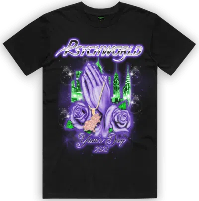 Pre-owned Psychworld Men's  Yams Day Praying Hands T-shirt In Black