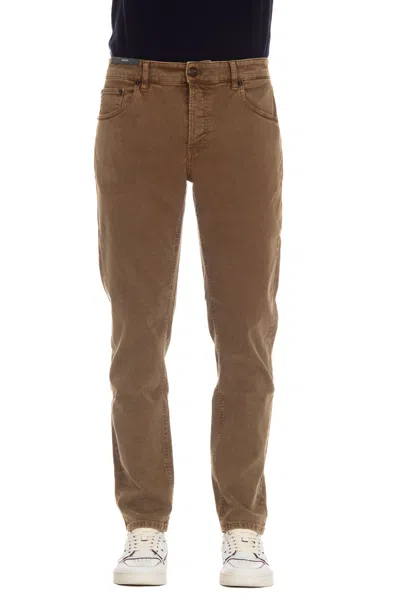 Pt Denim 5-pocket Color Tapered Fit Trousers In Brown
