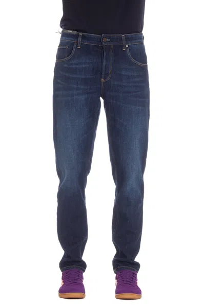 Pt Denim Dark Wash Regular Fit Jeans In Blue