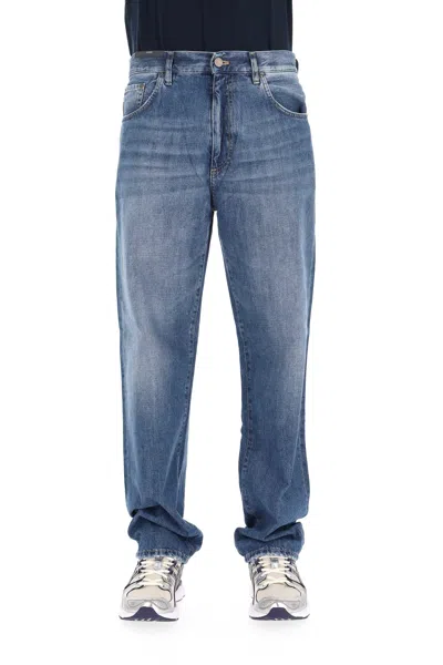 Pt Denim Loose Fit Pure Cotton Denim Jeans In Blue