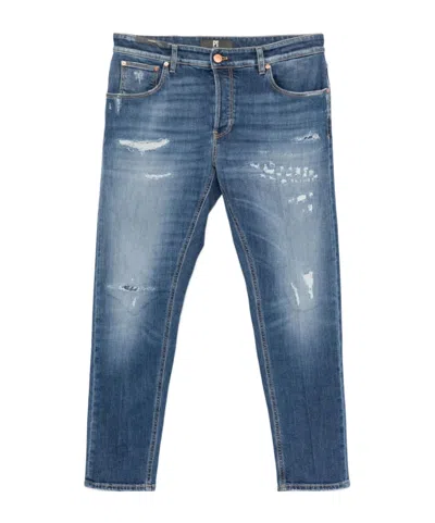 Pt Torino Distressed Jeans In Blue
