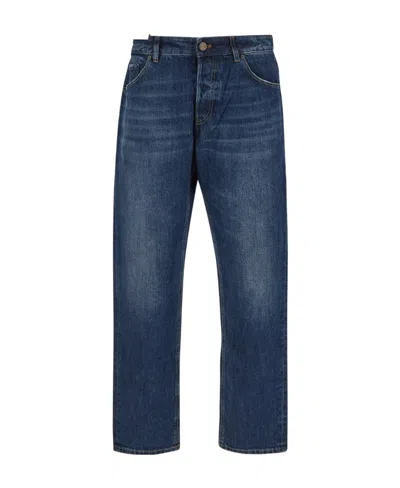 Pt Torino Logo-patch Straight-leg Jeans In Blue