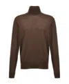 Pt Torino Long-sleeved High-neck Sweater In Brown
