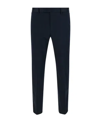 Pt Torino Blu Slim Fit Trousers In Cotton Blend Man In Blue