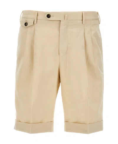 Pt Torino Pleat-detail Bermuda Shorts In Nude