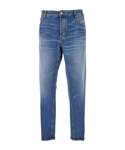 Pt Torino Reggae Tapered Jeans With Logo Patch In Blue
