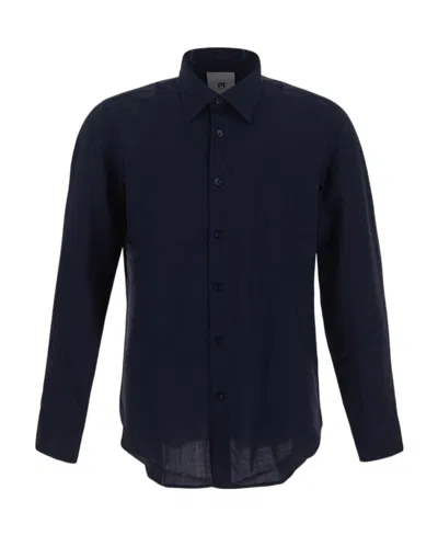 Pt Torino Straight-point Collar Wool Shirt In Black