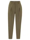 Pt Pantaloni Torino Daisy Viscose And Linen Trousers In Khaki