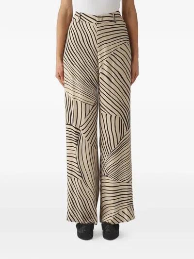 Pt Torino Abstract-print Wide-leg Trousers In Neutral