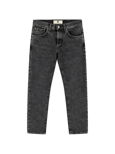 Pt Torino Acid-wash Logo-patch Jeans In Black