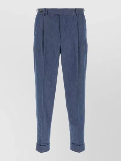 Pt Torino Air Force Cotton Tailored Style Trousers In Blue