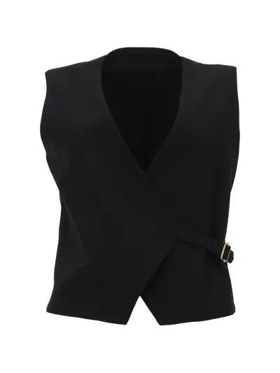 Pt Torino Angela Buckle-fastening Wrap Waistcoat In Black