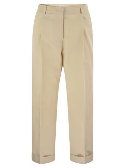 PT TORINO ANNA - COTTON AND LINEN TROUSERS