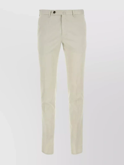 Pt Torino Back Slit Stretch Cotton Blend Trousers In White