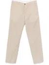 Pt Torino Beige Tailored Trousers In Wool-linen Blend In Neutral
