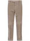 Pt Torino Beige Corduroy Trousers With Straight Fit In Brown