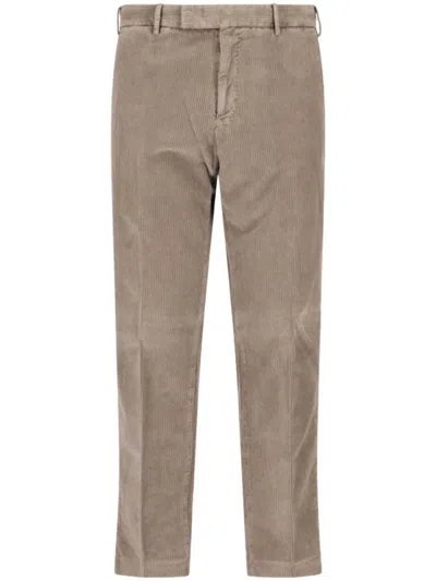 PT TORINO BEIGE CORDUROY TROUSERS WITH STRAIGHT FIT