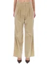Pt Torino Beige Cotton Blend Trousers In Nude