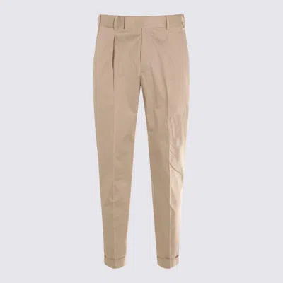 Pt Torino Beige Cotton Pants In Grey