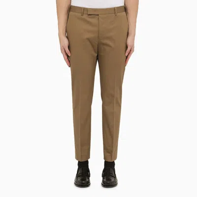 Pt Torino Navy Cotton Slim Trousers In Blue
