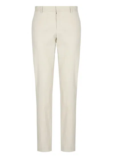 Pt Torino Beige Cotton Tailored Trousers In White
