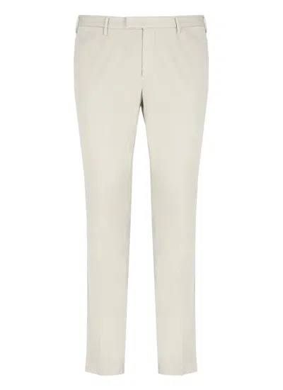 Pt Torino Beige Cotton Trousers In Grey