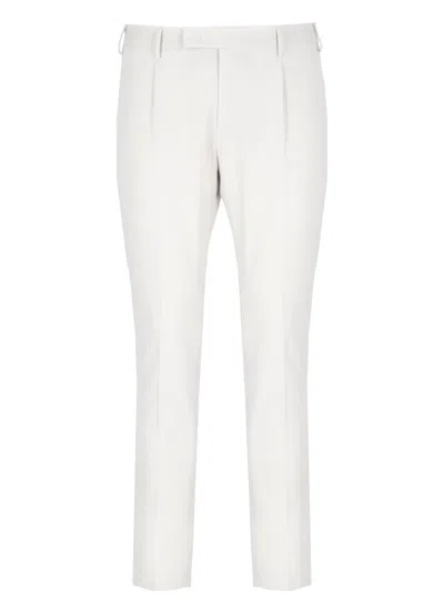 Pt Torino Beige Cotton Trousers In Grey