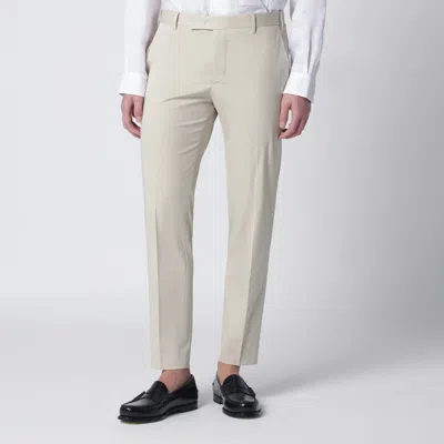 Pt Torino Beige Slim-fit Cotton-blend Trousers In White