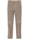 Pt Torino Beige Corduroy Trousers With Straight Fit In Brown